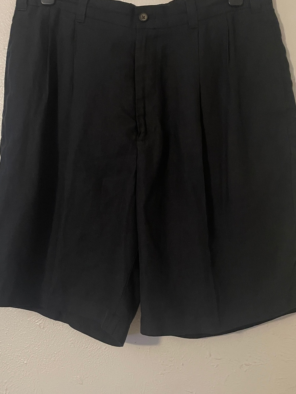 Daniel Cremieux Classics Black 100% Linen Flat Front Bermuda Shorts Mens 35